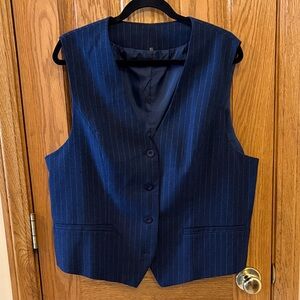 Source Unknown Navy Pinstripe Women's Vest